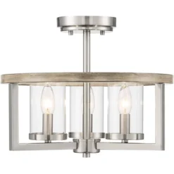 Possini Euro Design Senna Modern Industrial Ceiling Light Semi Flush Mount Fixture 15" Wide Brushed Nickel Gray Wood 3-Light Clear Glass For Bedroom 8 Possini Euro Design Senna Modern Industrial Ceiling Light Semi Flush Mount Fixture 15" Wide Brushed Nickel Gray Wood 3-Light Clear Glass For Bedroom -Possini Euro Design Sales Store GUEST 66823a90 d9b1 40d9 9cf1 956b7031d5f8