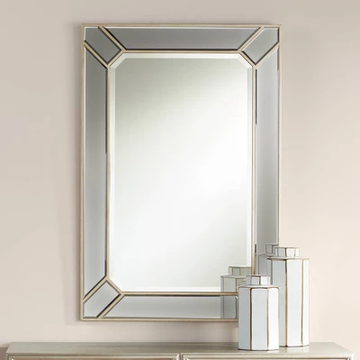 Possini Euro Design Katia Rectangular Vanity Wall Mirror Modern Beveled Edge Dark Champagne Frame 28" Wide For Bathroom Bedroom Living Room Office 1 Possini Euro Design Katia Rectangular Vanity Wall Mirror Modern Beveled Edge Dark Champagne Frame 28" Wide For Bathroom Bedroom Living Room Office