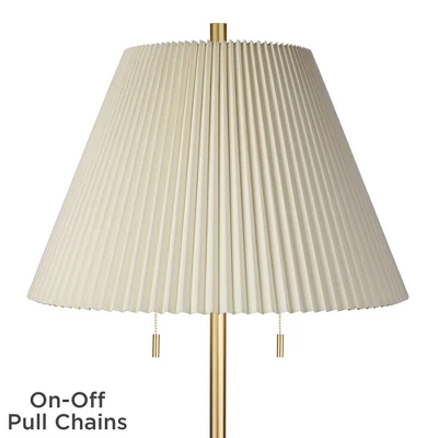 Possini Euro Design Milan Modern 66" Tall Floor Lamp Gold Metal Beige Pleated Empire Fabric Shade For Living Room Bedroom Office 2 Possini Euro Design Milan Modern 66" Tall Floor Lamp Gold Metal Beige Pleated Empire Fabric Shade For Living Room Bedroom Office - Image 2