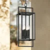 Possini Euro Design Jericho Modern Outdoor Hanging Light Textured Black 24 1/4" Clear Glass Panel For Post Exterior Barn Deck House Porch Yard Patio