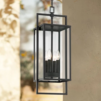 Possini Euro Design Jericho Modern Outdoor Hanging Light Textured Black 24 1/4" Clear Glass Panel For Post Exterior Barn Deck House Porch Yard Patio 1 Possini Euro Design Jericho Modern Outdoor Hanging Light Textured Black 24 1/4" Clear Glass Panel For Post Exterior Barn Deck House Porch Yard Patio