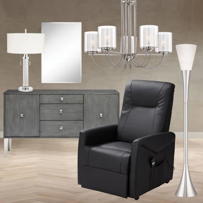 Possini Euro Design Piazza Modern Torchiere Floor Lamp 72 1/2" Tall Brushed Nickel Metal Frosted White Glass Shade For Living Room Bedroom Office Home 8 Possini Euro Design Piazza Modern Torchiere Floor Lamp 72 1/2" Tall Brushed Nickel Metal Frosted White Glass Shade For Living Room Bedroom Office Home - Image 8