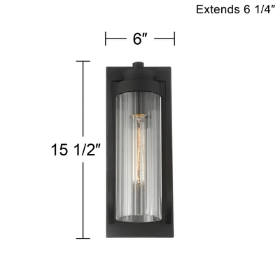 Possini Euro Design Bogata Modern Outdoor Wall Light Fixture Textured Black 15 1/2" Clear Ribbed Glass For Post Exterior Barn Deck House Porch Yard 7 Possini Euro Design Bogata Modern Outdoor Wall Light Fixture Textured Black 15 1/2" Clear Ribbed Glass For Post Exterior Barn Deck House Porch Yard - Image 7