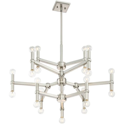 Possini Euro Design Marya Brushed Nickel Chandelier 32" Wide Modern 24-Light Fixture For Dining Room House Foyer Kitchen Island Entryway Bedroom Home 5 Possini Euro Design Marya Brushed Nickel Chandelier 32" Wide Modern 24-Light Fixture For Dining Room House Foyer Kitchen Island Entryway Bedroom Home - Image 5