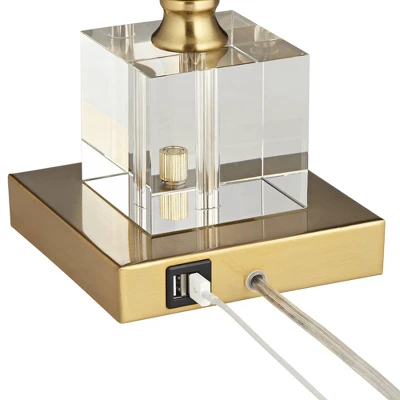 Possini Euro Design Wayne Modern Table Lamps 29 1/4" Tall Set Of 2 Brass With USB Charging Port White Fabric Drum Shade For Bedroom Living Room Kids 6 Possini Euro Design Wayne Modern Table Lamps 29 1/4" Tall Set Of 2 Brass With USB Charging Port White Fabric Drum Shade For Bedroom Living Room Kids - Image 6