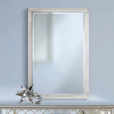 Possini Euro Design Metzeo Rectangular Vanity Wall Mirror Modern Beveled Glass Brushed Nickel Metal Frame 33" Wide For Bathroom Bedroom Home Entryway 1 Possini Euro Design Metzeo Rectangular Vanity Wall Mirror Modern Beveled Glass Brushed Nickel Metal Frame 33" Wide For Bathroom Bedroom Home Entryway