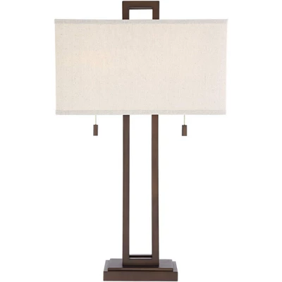 Possini Euro Design Gossard Modern Industrial Table Lamp 30" Tall Bronze With USB Charging Port White Rectangular Shade For Bedroom Living Room Office 7 Possini Euro Design Gossard Modern Industrial Table Lamp 30" Tall Bronze With USB Charging Port White Rectangular Shade For Bedroom Living Room Office - Image 7