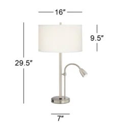 Possini Euro Design Traverse Modern Table Lamps Set Of 2 29 1/2" Tall Brushed Nickel With USB Charging Port LED Gooseneck White Drum Shade For Desk 11 Possini Euro Design Traverse Modern Table Lamps Set Of 2 29 1/2" Tall Brushed Nickel With USB Charging Port LED Gooseneck White Drum Shade For Desk -Possini Euro Design Sales Store GUEST 6d7b83aa 79f5 4aad 8a9b 164194cb3e7e