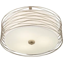 Possini Euro Design Modern Ceiling Light Flush Mount Fixture Antique Silver Leaf 18" Wide Wavy Spun White Drum For Bedroom Kitchen 11 Possini Euro Design Modern Ceiling Light Flush Mount Fixture Antique Silver Leaf 18" Wide Wavy Spun White Drum For Bedroom Kitchen -Possini Euro Design Sales Store GUEST 6e794785 090f 4408 857a 540b895c84a4