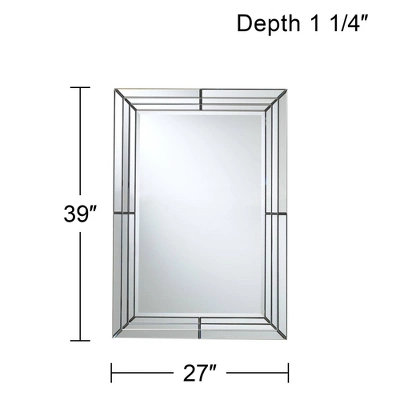 Possini Euro Design Rectangular Vanity Decorative Wall Mirror Modern Beveled Edge Clear Mirrored Tiles Frame 27" Wide For Bathroom Bedroom Living Room 8 Possini Euro Design Rectangular Vanity Decorative Wall Mirror Modern Beveled Edge Clear Mirrored Tiles Frame 27" Wide For Bathroom Bedroom Living Room - Image 8