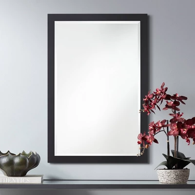 Possini Euro Design Metzeo Rectangular Vanity Decorative Wall Mirror Modern Beveled Edge Matte Black Metal Frame 22" Wide Bathroom 1 Possini Euro Design Metzeo Rectangular Vanity Decorative Wall Mirror Modern Beveled Edge Matte Black Metal Frame 22" Wide Bathroom