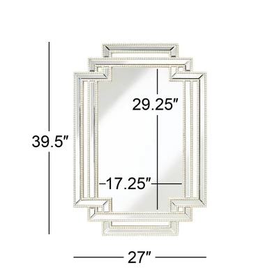 Possini Euro Design Erte Rectangular Vanity Wall Mirror Modern Beveled Silver Leaf Beaded Openwork Frame 27" Wide For Bathroom Bedroom Living Room 7 Possini Euro Design Erte Rectangular Vanity Wall Mirror Modern Beveled Silver Leaf Beaded Openwork Frame 27" Wide For Bathroom Bedroom Living Room - Image 7