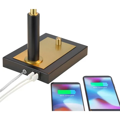 Possini Euro Design Possini Euro Hayven Desk Lamp With Dual USB Ports In Warm Gold With Black 5 Possini Euro Design Possini Euro Hayven Desk Lamp With Dual USB Ports In Warm Gold With Black - Image 5