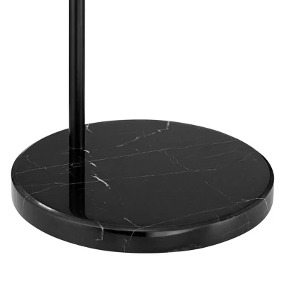 Possini Euro Design Raven Modern 66" Tall Chairside Arc Table Lamp Matte Black Metal Fabric Drum Shade For Living Room Reading Bedroom 4 Possini Euro Design Raven Modern 66" Tall Chairside Arc Table Lamp Matte Black Metal Fabric Drum Shade For Living Room Reading Bedroom - Image 4