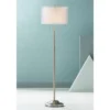 Possini Euro Design Roxie Modern Floor Lamp Standing 65 1/2" Tall Brushed Nickel Sheer Linen Double Drum Shade For Living Room Bedroom Office House