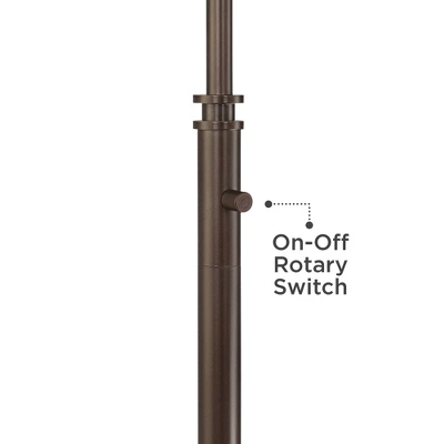 Possini Euro Design Industrial Floor Lamp Adjustable Arm 62.5" Tall Oiled Bronze Metal Light Brown Linen Drum Shade For Living Room Reading 4 Possini Euro Design Industrial Floor Lamp Adjustable Arm 62.5" Tall Oiled Bronze Metal Light Brown Linen Drum Shade For Living Room Reading - Image 4