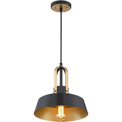 Possini Euro Design Black Warm Brass Mini Pendant Lighting Fixture 12" Wide Farmhouse Rustic For Dining Room House Home Kitchen Island High Ceilings 6 Possini Euro Design Black Warm Brass Mini Pendant Lighting Fixture 12" Wide Farmhouse Rustic For Dining Room House Home Kitchen Island High Ceilings - Image 6