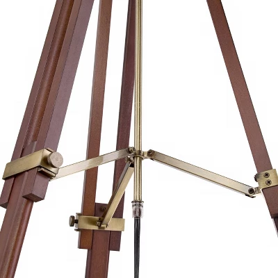 Possini Euro Design Surveyor Modern Tripod Floor Lamp 57 1/2" Tall Cherry Wood Adjustable Beige Linen Drum Shade For Living Room Bedroom Office House 3 Possini Euro Design Surveyor Modern Tripod Floor Lamp 57 1/2" Tall Cherry Wood Adjustable Beige Linen Drum Shade For Living Room Bedroom Office House - Image 3