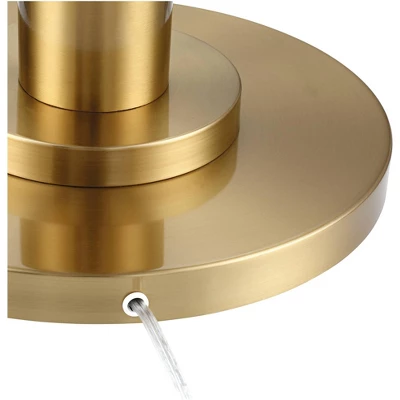 Possini Euro Design Granview Modern Floor Lamp 70 1/2" Tall Brass Metal Sheer Organza Outer Linen Inner Drum Shade For Living Room Bedroom Office Home 5 Possini Euro Design Granview Modern Floor Lamp 70 1/2" Tall Brass Metal Sheer Organza Outer Linen Inner Drum Shade For Living Room Bedroom Office Home - Image 5