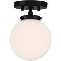 Possini Euro Design Jilly Modern Ceiling Light Semi Flush Mount Fixture 6 3/4" Wide Black White Glass Globe Shade For Bedroom Kitchen Living Room Home 8 Possini Euro Design Jilly Modern Ceiling Light Semi Flush Mount Fixture 6 3/4" Wide Black White Glass Globe Shade For Bedroom Kitchen Living Room Home -Possini Euro Design Sales Store GUEST 7994f1f5 c085 4335 993f d468a911d439