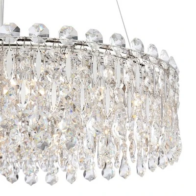 Possini Euro Design Alyssa Chrome Drum Chandelier 23 1/2" Wide Modern Crystal 12-Light LED Fixture For Dining Room Kitchen Island Entryway Bedroom 2 Possini Euro Design Alyssa Chrome Drum Chandelier 23 1/2" Wide Modern Crystal 12-Light LED Fixture For Dining Room Kitchen Island Entryway Bedroom - Image 2
