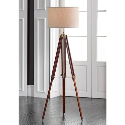 Possini Euro Design Surveyor Modern Tripod Floor Lamp 57 1/2" Tall Cherry Wood Adjustable Beige Linen Drum Shade For Living Room Bedroom Office House 1 Possini Euro Design Surveyor Modern Tripod Floor Lamp 57 1/2" Tall Cherry Wood Adjustable Beige Linen Drum Shade For Living Room Bedroom Office House