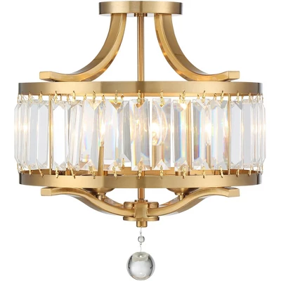 Vienna Full Spectrum Prava Modern Ceiling Light Semi Flush Mount Fixture 16 1/2" Wide Warm Brass 4-Light Crystal Drum For Bedroom Kitchen Living Room 4 Vienna Full Spectrum Prava Modern Ceiling Light Semi Flush Mount Fixture 16 1/2" Wide Warm Brass 4-Light Crystal Drum For Bedroom Kitchen Living Room - Image 4
