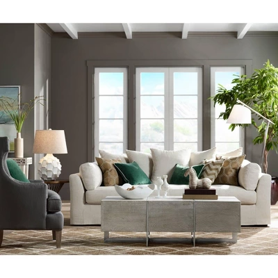 Possini Euro Design Cosgrove Modern Mid Century Table Lamp 26 1/2" High White Glazed Ceramic Light Brown Linen Drum Shade For Bedroom Living Room Home 7 Possini Euro Design Cosgrove Modern Mid Century Table Lamp 26 1/2" High White Glazed Ceramic Light Brown Linen Drum Shade For Bedroom Living Room Home - Image 7