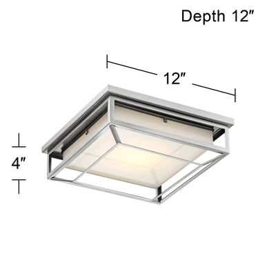Possini Euro Design Radcliffe Modern Flush Mount Outdoor Ceiling Light Matte Nickel LED 4" Frosted Bonded Glass Damp Rated For Post Exterior Barn Deck 4 Possini Euro Design Radcliffe Modern Flush Mount Outdoor Ceiling Light Matte Nickel LED 4" Frosted Bonded Glass Damp Rated For Post Exterior Barn Deck - Image 4