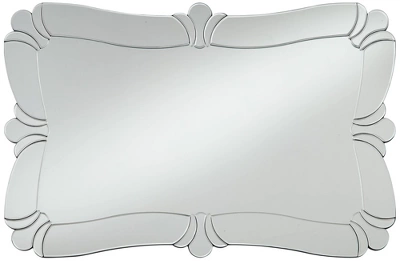 Possini Euro Design Fabrina Rectangular Vanity Decorative Wall Mirror Modern Beveled Edge Flower Glass Mirrored Frame 26" Wide For Bathroom Bedroom 4 Possini Euro Design Fabrina Rectangular Vanity Decorative Wall Mirror Modern Beveled Edge Flower Glass Mirrored Frame 26" Wide For Bathroom Bedroom - Image 4