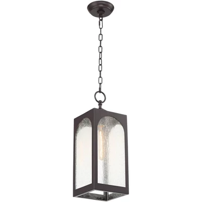 Possini Euro Design Tyne Modern Industrial Outdoor Hanging Light Bronze 19" Seedy Glass Shade For Post Exterior Barn Deck House Porch Yard Patio Home 5 Possini Euro Design Tyne Modern Industrial Outdoor Hanging Light Bronze 19" Seedy Glass Shade For Post Exterior Barn Deck House Porch Yard Patio Home - Image 5