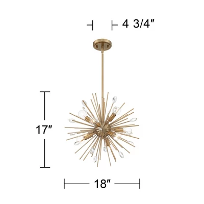 Possini Euro Design Janae Warm Gold Sputnik Chandelier 18" Wide Modern Crystal 9-Light Fixture For Dining Room House Foyer Kitchen Island Entryway 6 Possini Euro Design Janae Warm Gold Sputnik Chandelier 18" Wide Modern Crystal 9-Light Fixture For Dining Room House Foyer Kitchen Island Entryway - Image 6