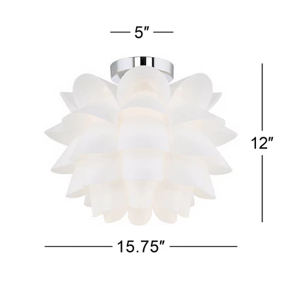 Possini Euro Design Modern Ceiling Light Semi Flush Mount Fixture 15 3/4" Wide White Flower For Bedroom Kitchen Living Room Hallway Bathroom House 6 Possini Euro Design Modern Ceiling Light Semi Flush Mount Fixture 15 3/4" Wide White Flower For Bedroom Kitchen Living Room Hallway Bathroom House - Image 6
