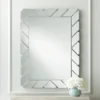 Possini Euro Design Prandini Rectangular Vanity Wall Mirror Modern Beveled Mirrored Glass Tile Frame 28" Wide For Bathroom Bedroom Home House Entryway