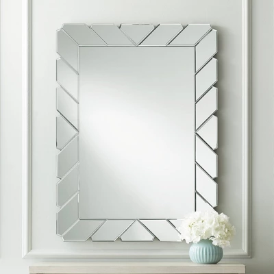 Possini Euro Design Prandini Rectangular Vanity Wall Mirror Modern Beveled Mirrored Glass Tile Frame 28" Wide For Bathroom Bedroom Home House Entryway 1 Possini Euro Design Prandini Rectangular Vanity Wall Mirror Modern Beveled Mirrored Glass Tile Frame 28" Wide For Bathroom Bedroom Home House Entryway
