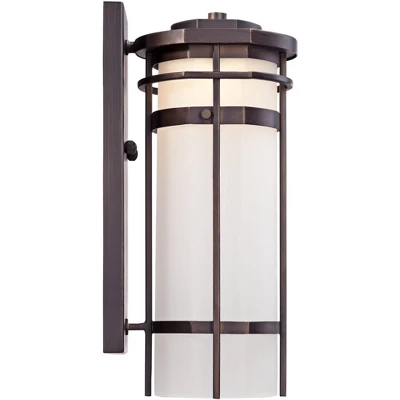 Possini Euro Design Theola Modern Outdoor Wall Light Fixture Bronze LED 12 3/4" Etched Glass Shade For Post Exterior Barn Deck House Porch Yard Patio 5 Possini Euro Design Theola Modern Outdoor Wall Light Fixture Bronze LED 12 3/4" Etched Glass Shade For Post Exterior Barn Deck House Porch Yard Patio - Image 5