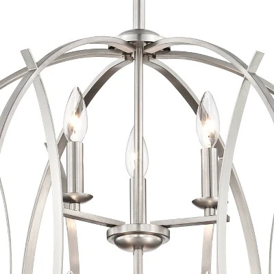 Possini Euro Design Spherical Brushed Nickel Large Chandelier 24" Wide Modern 6-Light Fixture For Dining Room House Foyer Kitchen Island Entryway Home 2 Possini Euro Design Spherical Brushed Nickel Large Chandelier 24" Wide Modern 6-Light Fixture For Dining Room House Foyer Kitchen Island Entryway Home - Image 2