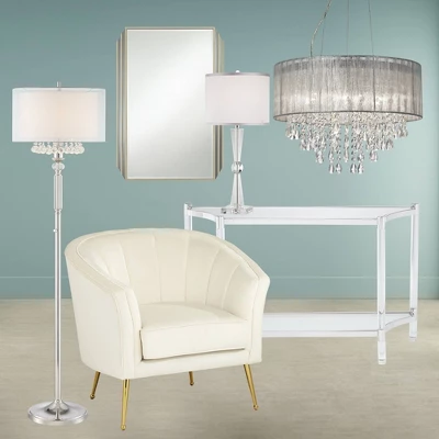 Possini Euro Design Jolie Chrome Chandelier Lighting 20" Wide Modern Crystal Silver Fabric Shade 7-Light Fixture For Dining Room House Kitchen Island 8 Possini Euro Design Jolie Chrome Chandelier Lighting 20" Wide Modern Crystal Silver Fabric Shade 7-Light Fixture For Dining Room House Kitchen Island - Image 8