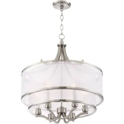 Possini Euro Design Nor Brushed Nickel Pendant Chandelier 23" Wide Modern Double White Organza Shade 6-Light Fixture For Dining Room Kitchen Island 14 Possini Euro Design Nor Brushed Nickel Pendant Chandelier 23" Wide Modern Double White Organza Shade 6-Light Fixture For Dining Room Kitchen Island -Possini Euro Design Sales Store GUEST 8575b373 3204 4154 bb03 cefa7bc3c9ea