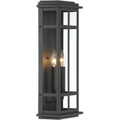 Possini Euro Design Modern Industrial Outdoor Wall Light Fixture Cool Black Windowpane Frame 20" For Post Exterior Barn Deck House 5 Possini Euro Design Modern Industrial Outdoor Wall Light Fixture Cool Black Windowpane Frame 20" For Post Exterior Barn Deck House - Image 5