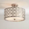 Possini Euro Design Saira Modern Ceiling Light Semi Flush Mount Fixture 16" Wide Brushed Nickel Crystal Organza Drum Shade For Bedroom Kitchen Hallway