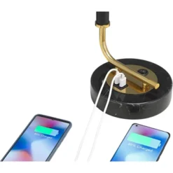 Possini Euro Design Myles Modern Mid Century Desk Lamp 24" High Black Gold With Dual USB Charging Ports Metal Drum Shade For Bedroom Living Room Home 10 Possini Euro Design Myles Modern Mid Century Desk Lamp 24" High Black Gold With Dual USB Charging Ports Metal Drum Shade For Bedroom Living Room Home -Possini Euro Design Sales Store GUEST 8953a866 d171 4236 b47d fcd9e489e044