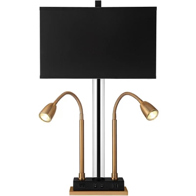 Possini Euro Design Griffin Modern Gooseneck Desk Lamp 31" Tall Gold With USB Charging Port Black Metal Rectangular Shade For Bedroom Living Room Kids 7 Possini Euro Design Griffin Modern Gooseneck Desk Lamp 31" Tall Gold With USB Charging Port Black Metal Rectangular Shade For Bedroom Living Room Kids - Image 7
