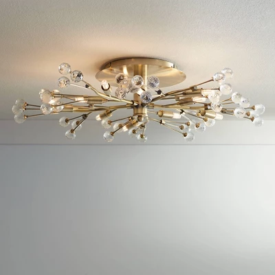 Possini Euro Design Ceiling Light Semi Flush Mount Fixture LED Brass 27 1/2" Wide 10-Light Crystal Berry For Living Room 1 Possini Euro Design Ceiling Light Semi Flush Mount Fixture LED Brass 27 1/2" Wide 10-Light Crystal Berry For Living Room