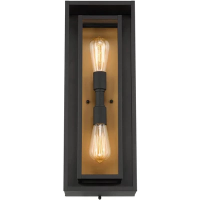 Possini Euro Design Metropolis Mid Century Modern Outdoor Wall Light Fixture Black Gold 22" Clear Glass For Post Exterior Barn Deck House Porch Yard 3 Possini Euro Design Metropolis Mid Century Modern Outdoor Wall Light Fixture Black Gold 22" Clear Glass For Post Exterior Barn Deck House Porch Yard - Image 3