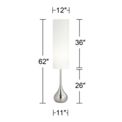 Possini Euro Design Mid Century Modern Floor Lamp 62" Tall Brushed Steel Droplet Cotton Cylinder Shade For Living Room Bedroom Office -Possini Euro Design Sales Store GUEST 8c740f3c 1ce7 463d b970 80f14ac2776e
