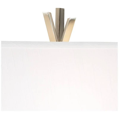 Possini Euro Design Modern Table Lamps 30" Tall Set Of 2 Brushed Steel Black White Linen Rectangular Shade For Living Room Family Bedroom 2 Possini Euro Design Modern Table Lamps 30" Tall Set Of 2 Brushed Steel Black White Linen Rectangular Shade For Living Room Family Bedroom - Image 2