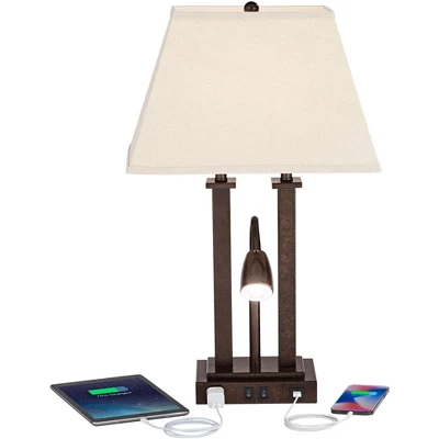 Possini Euro Design Possini Euro Deacon Bronze Gooseneck Lamps With USB And Outlet Set Of 2 2 Possini Euro Design Possini Euro Deacon Bronze Gooseneck Lamps With USB And Outlet Set Of 2 - Image 2