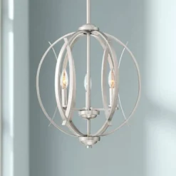 Possini Euro Design Spherical Brushed Nickel Pendant Chandelier 16" Wide Modern Orb 3-Light Fixture For Dining Room House Foyer Kitchen Island Bedroom