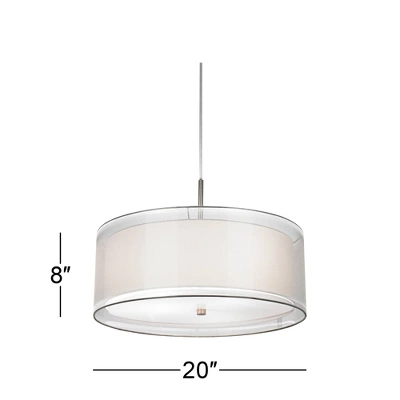 Possini Euro Design Brushed Nickel Pendant Chandelier 20" Wide Modern Organza Outer White Inner Shade 3-Light Fixture For Dining Room Kitchen Island 5 Possini Euro Design Brushed Nickel Pendant Chandelier 20" Wide Modern Organza Outer White Inner Shade 3-Light Fixture For Dining Room Kitchen Island - Image 5